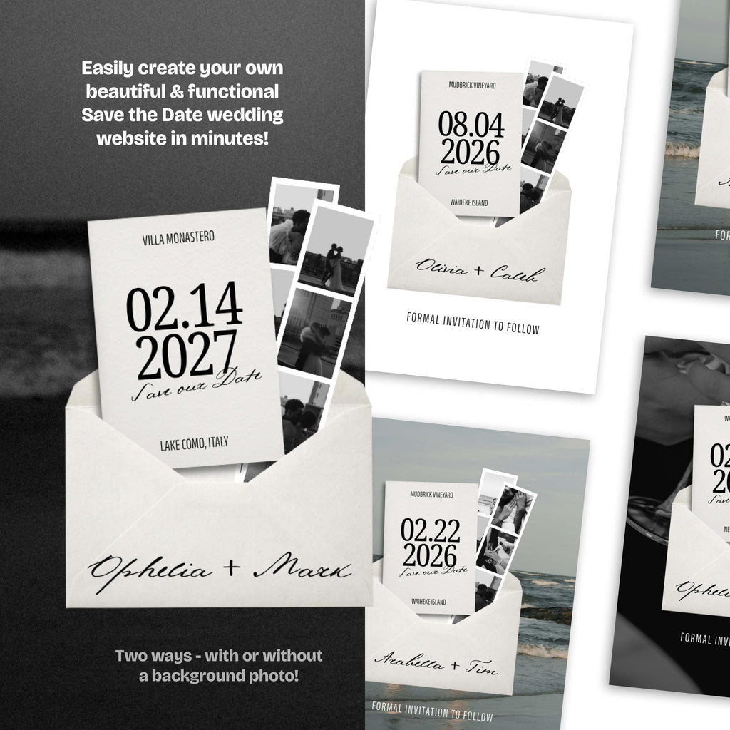 Modern Save the Date Website: Canva Digital Invitation Template (Digital Download)