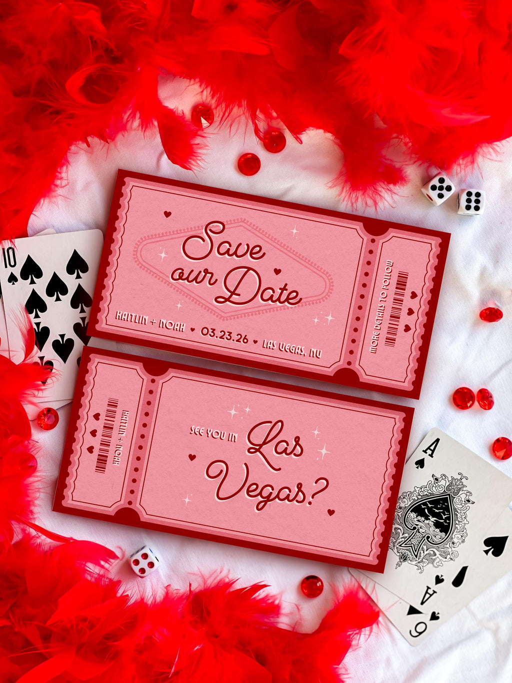 Retro Vegas Ticket Save the Date: Elopement Invitation (DIY Canva Template, Digital Download)