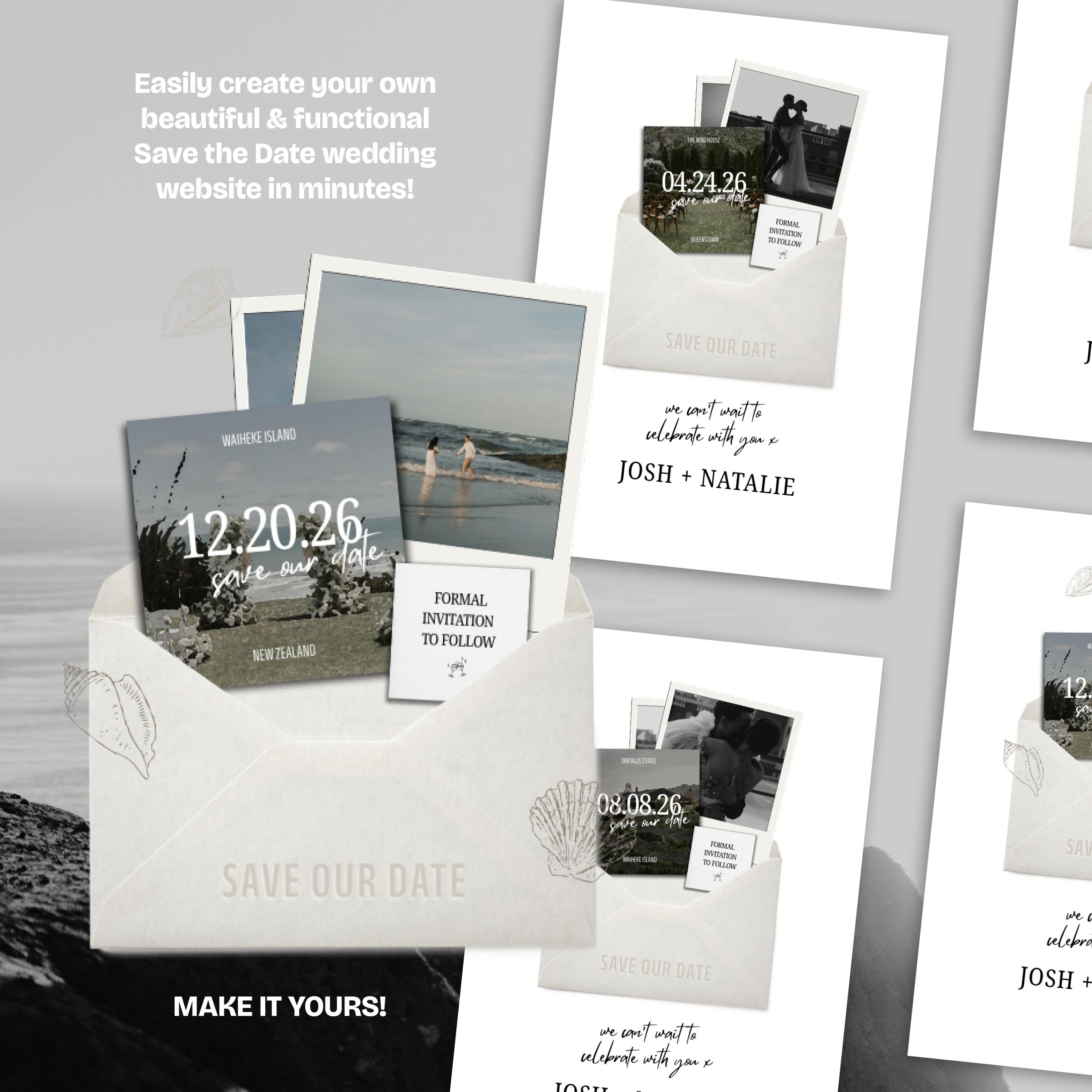 Minimalist Ivory Save the Date Website: Canva Digital Invitation Template (Digital Download)