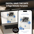 Blue Hydrangea Digital Save the Date Website: Canva Template