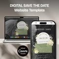 Sage Floral Save the Date Website: Canva Digital Invitation Template (Digital Download)