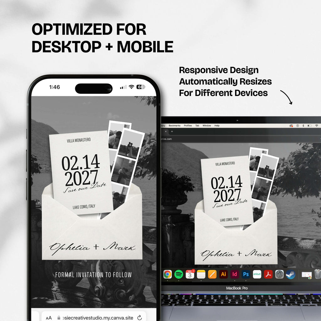 Modern Save the Date Website: Canva Digital Invitation Template (Digital Download)