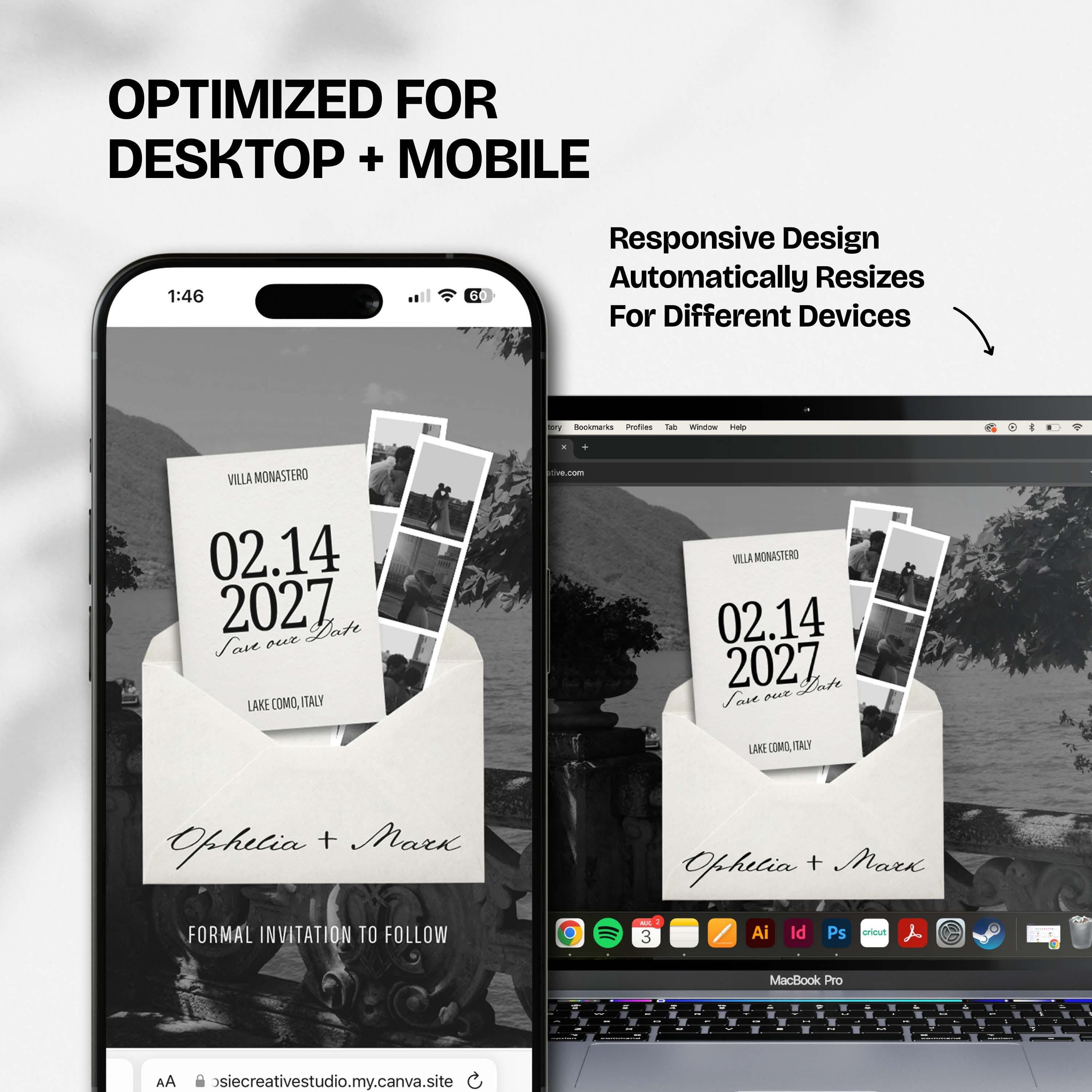 Modern Save the Date Website: Canva Digital Invitation Template (Digital Download)