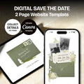 Sage Floral Save the Date Website with RSVP/Details: Canva Digital Invitation Template (Digital Download)