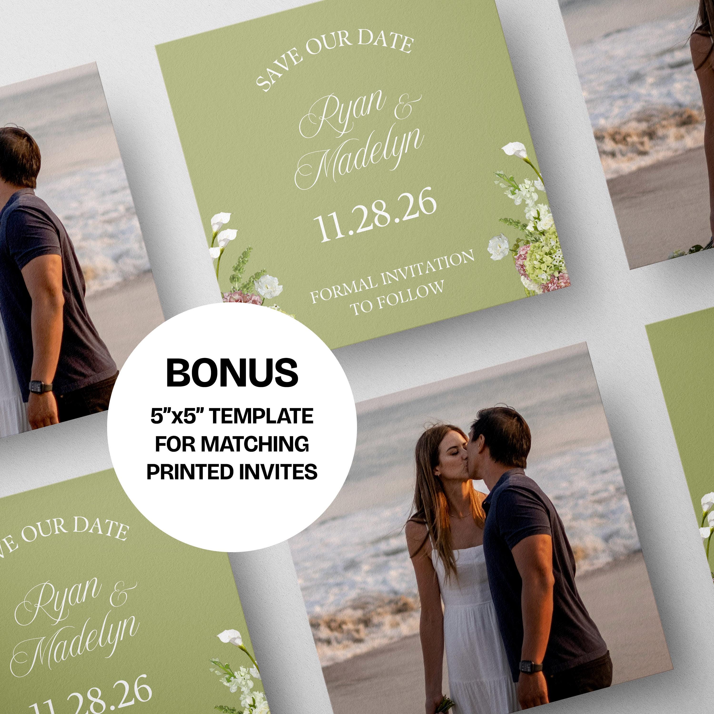 Pink & Green Save the Date Website with RSVP/Details: Canva Digital Invitation Template (Digital Download)