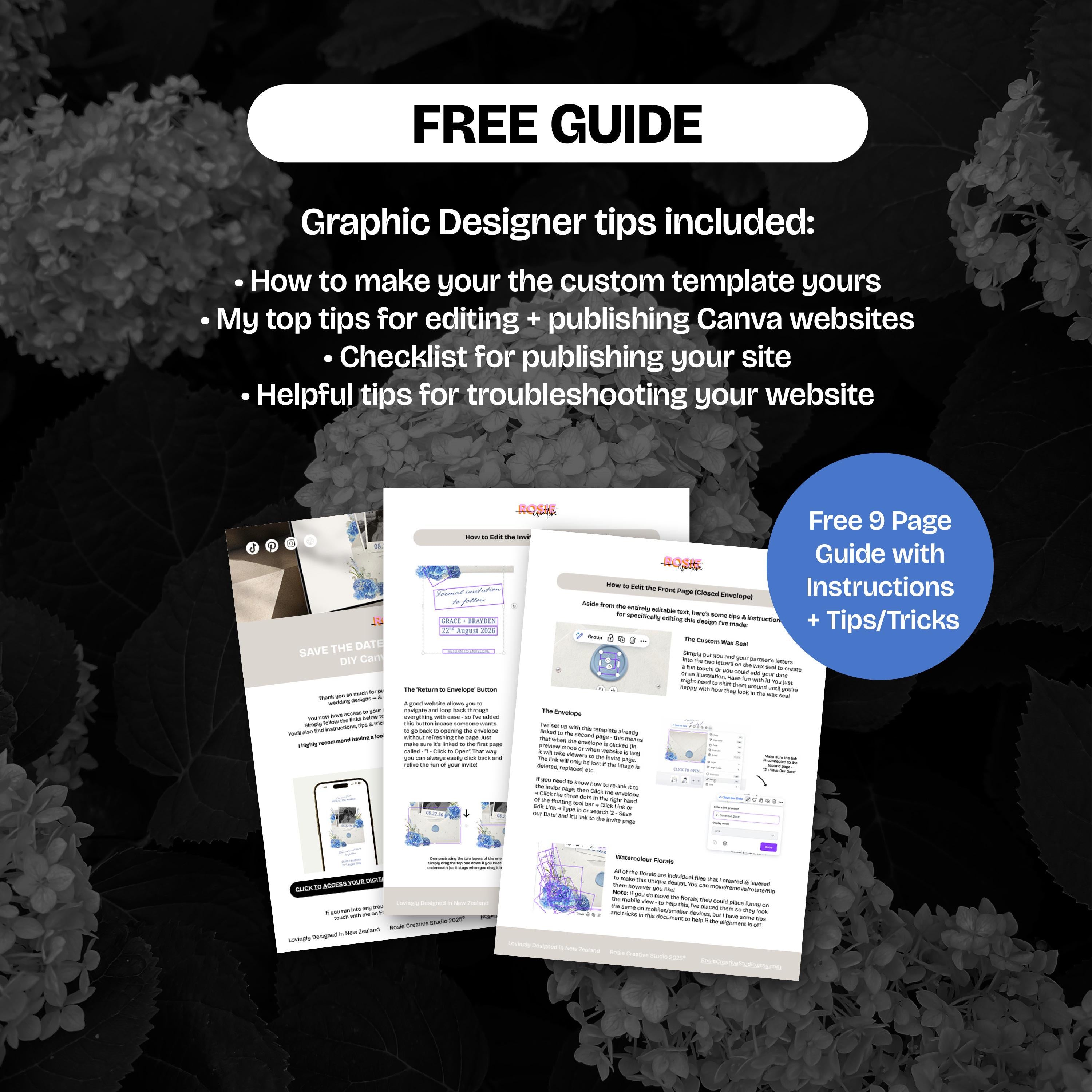Blue Hydrangea Digital Save the Date Website: Canva Template