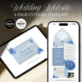 Blue Hydrangea Floral Wedding Website Template with RSVP: Editable Canva Design (Digital Download)
