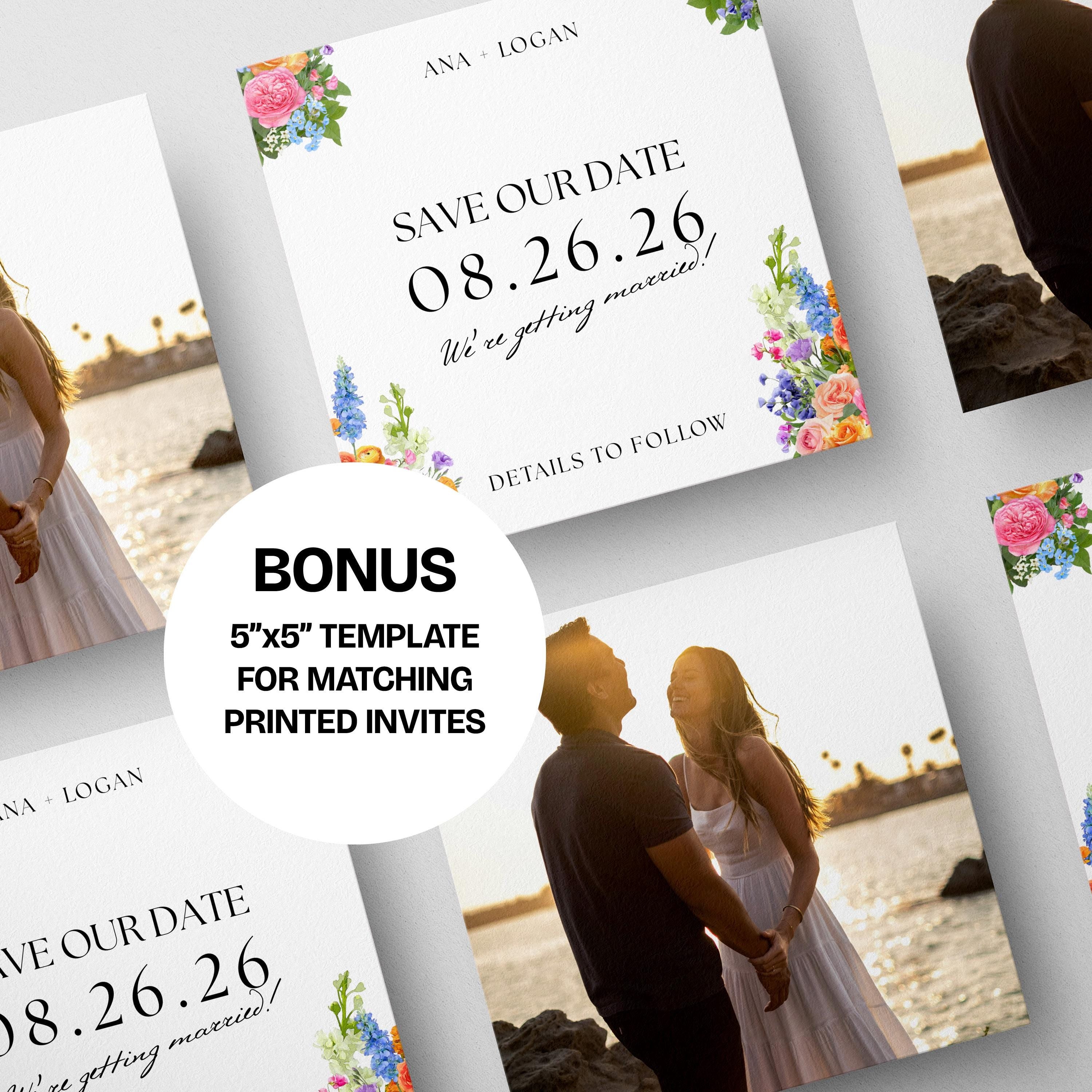 Spring Floral Save the Date Website with RSVP/Details: Canva Digital Invitation Template (Digital Download)