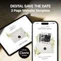 Ivory White & Green Floral Save the Date Website: Canva Digital Invitation Template (Digital Download)