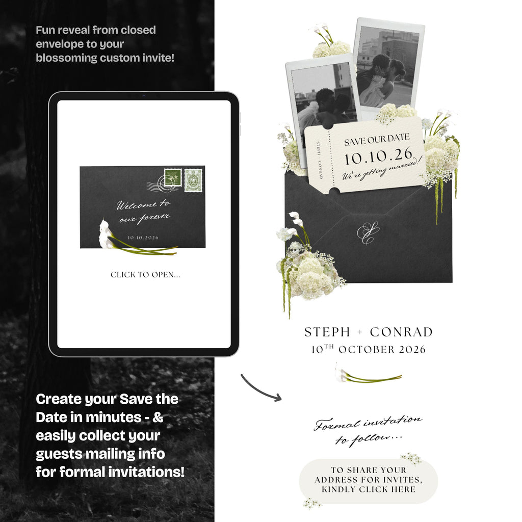 Floral Save the Date Website: Canva Digital Invitation (Digital Download)
