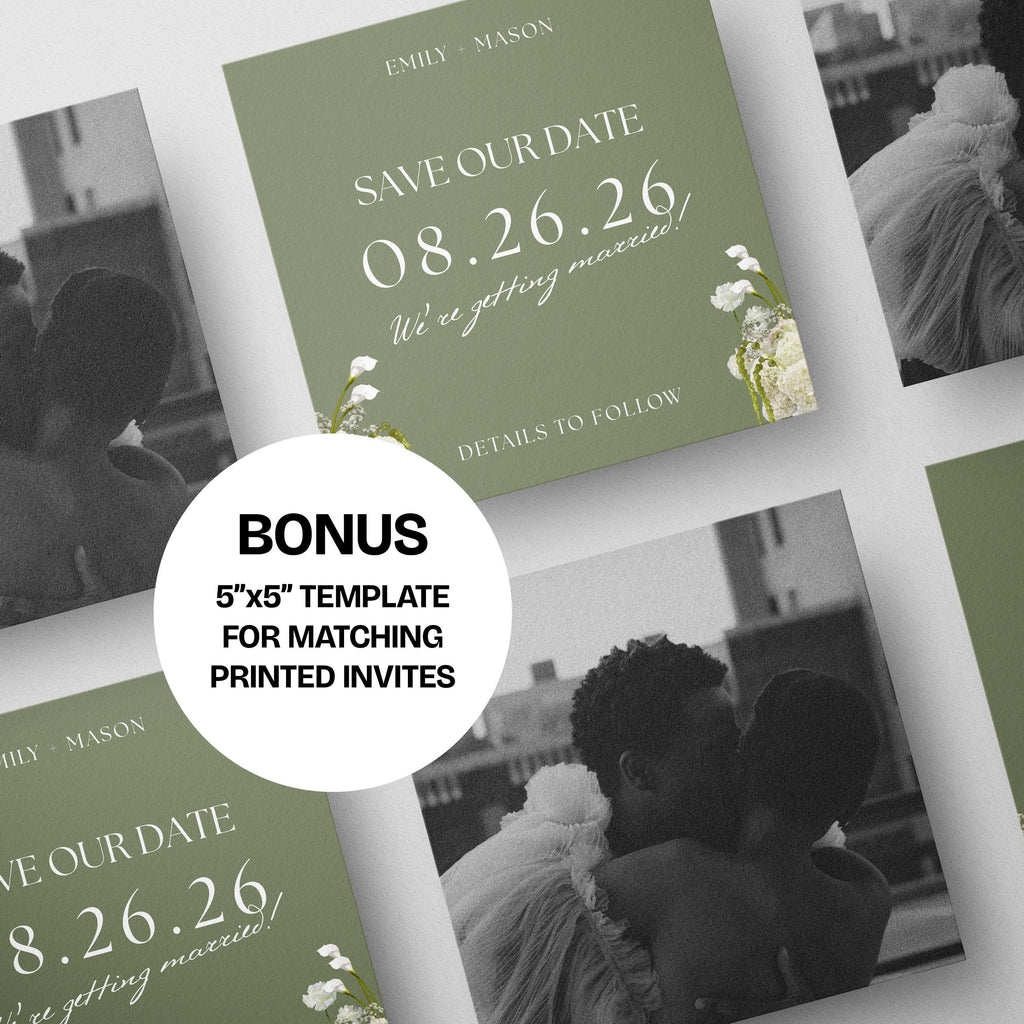 Sage Floral Save the Date Website with RSVP/Details: Canva Digital Invitation Template (Digital Download)