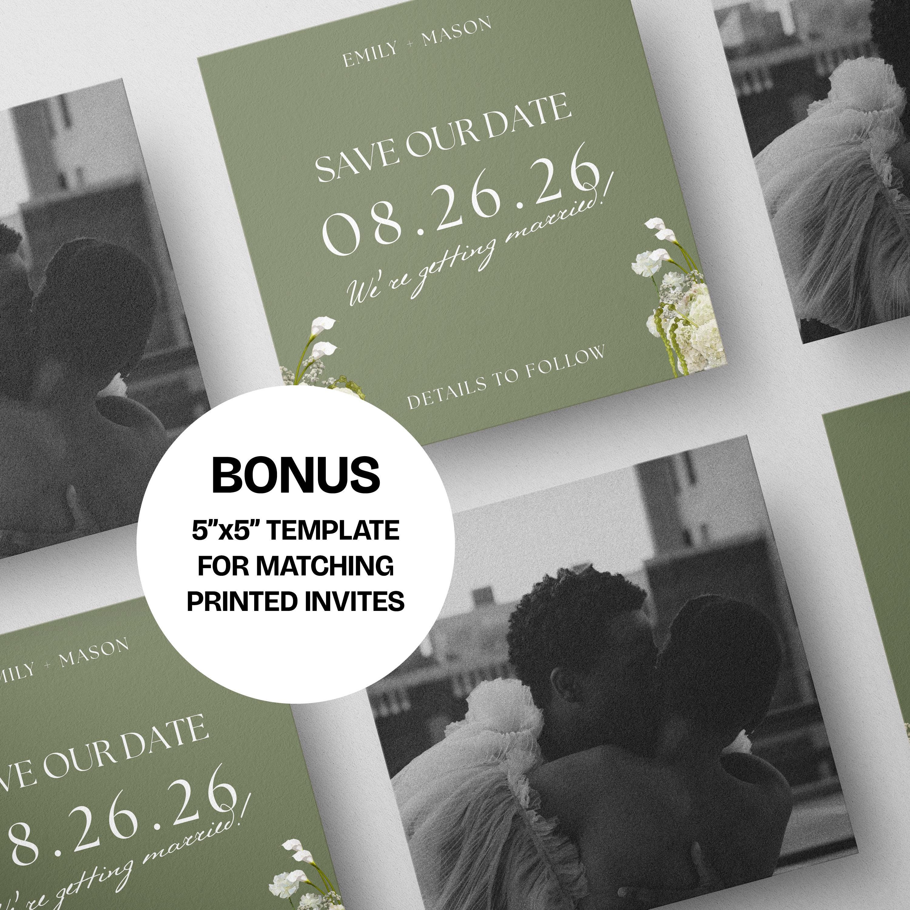 Sage Floral Save the Date Website with RSVP/Details: Canva Digital Invitation Template (Digital Download)