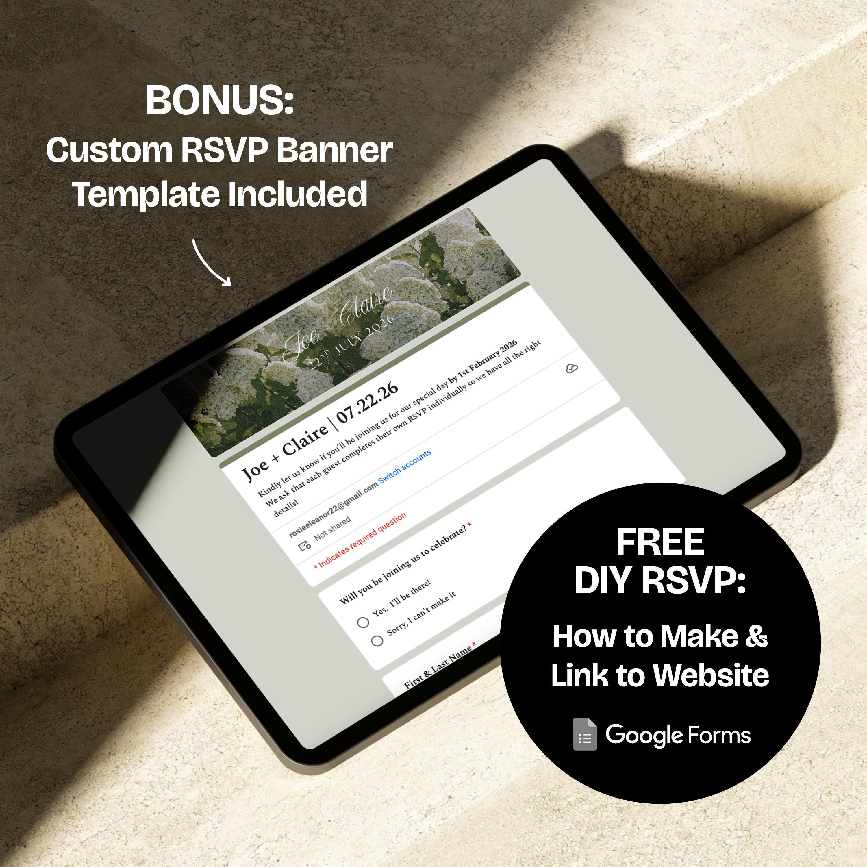 Green Tone Floral Wedding Website Template with RSVP: Editable Canva Design (Digital Download)