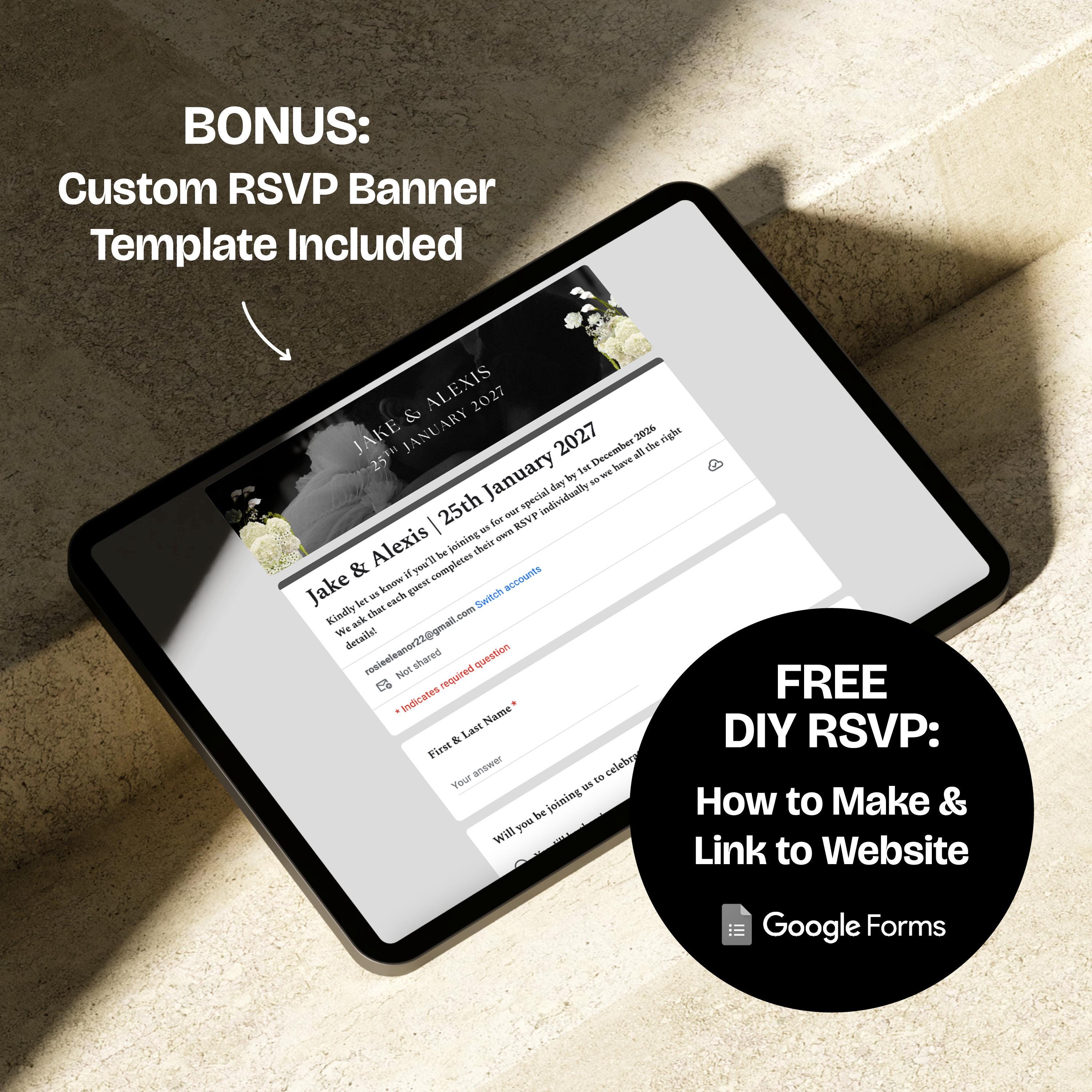 Ivory Black & Green Floral Wedding Website Template with RSVP: Editable Canva Design (Digital Download)