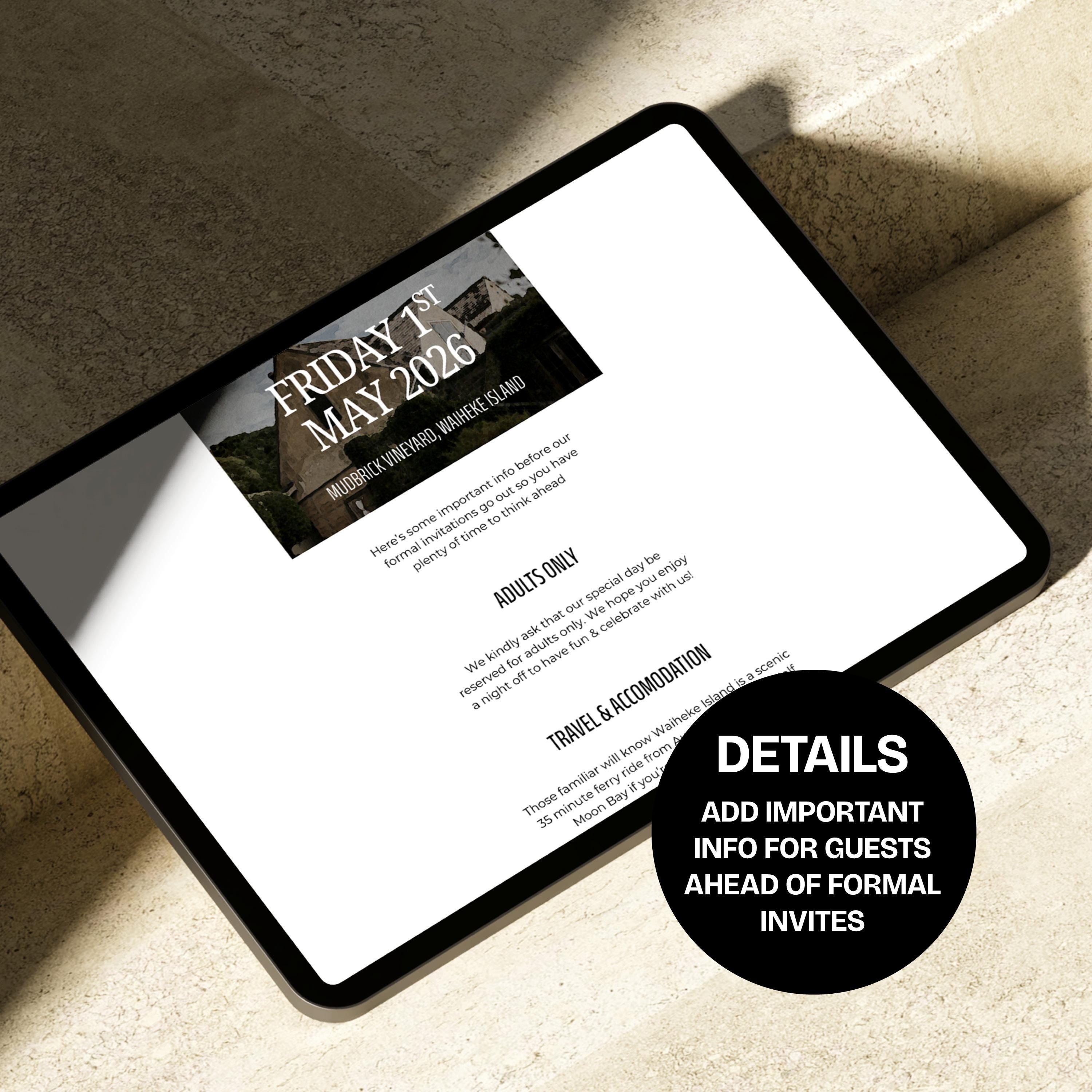 Floral Save the Date Website: Canva Wedding Invitation Template (Digital Download)