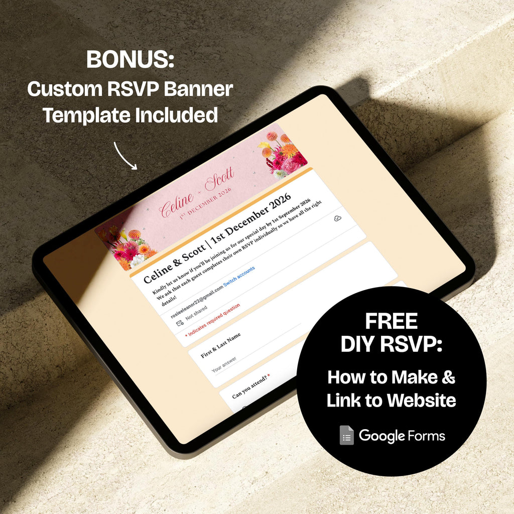 Bright Pink, Orange & Green Wedding Website Template with RSVP: Editable Canva Design (Digital Download)