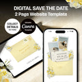 Yellow Save the Date Website with RSVP/Details: Canva Digital Invitation Template (Digital Download)
