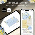 Blue & Yellow Wedding Website Template with RSVP: Editable Canva Design (Digital Download)