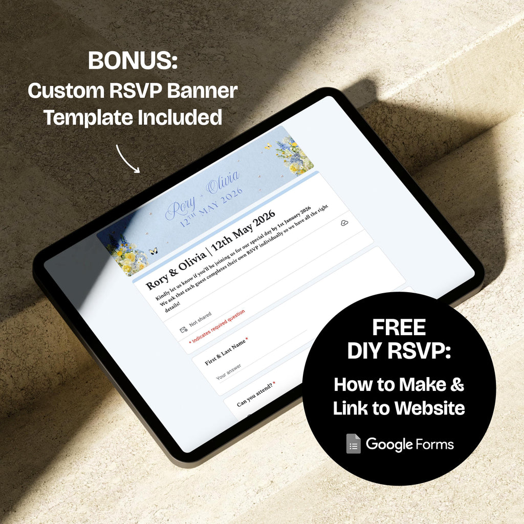 Blue & Yellow Wedding Website Template with RSVP: Editable Canva Design (Digital Download)
