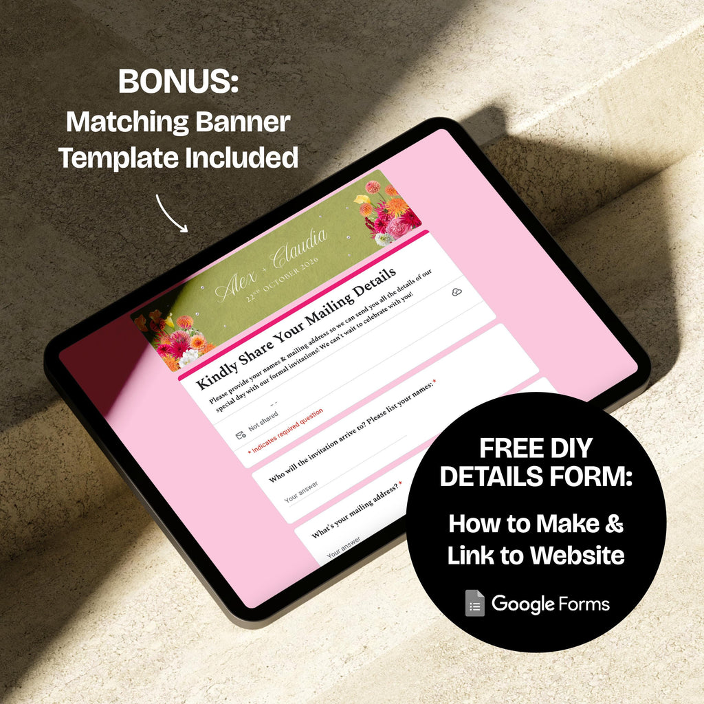 Bright Pink, Orange & Green Save the Date Website: Canva Digital Invitation Template (Instant Download)