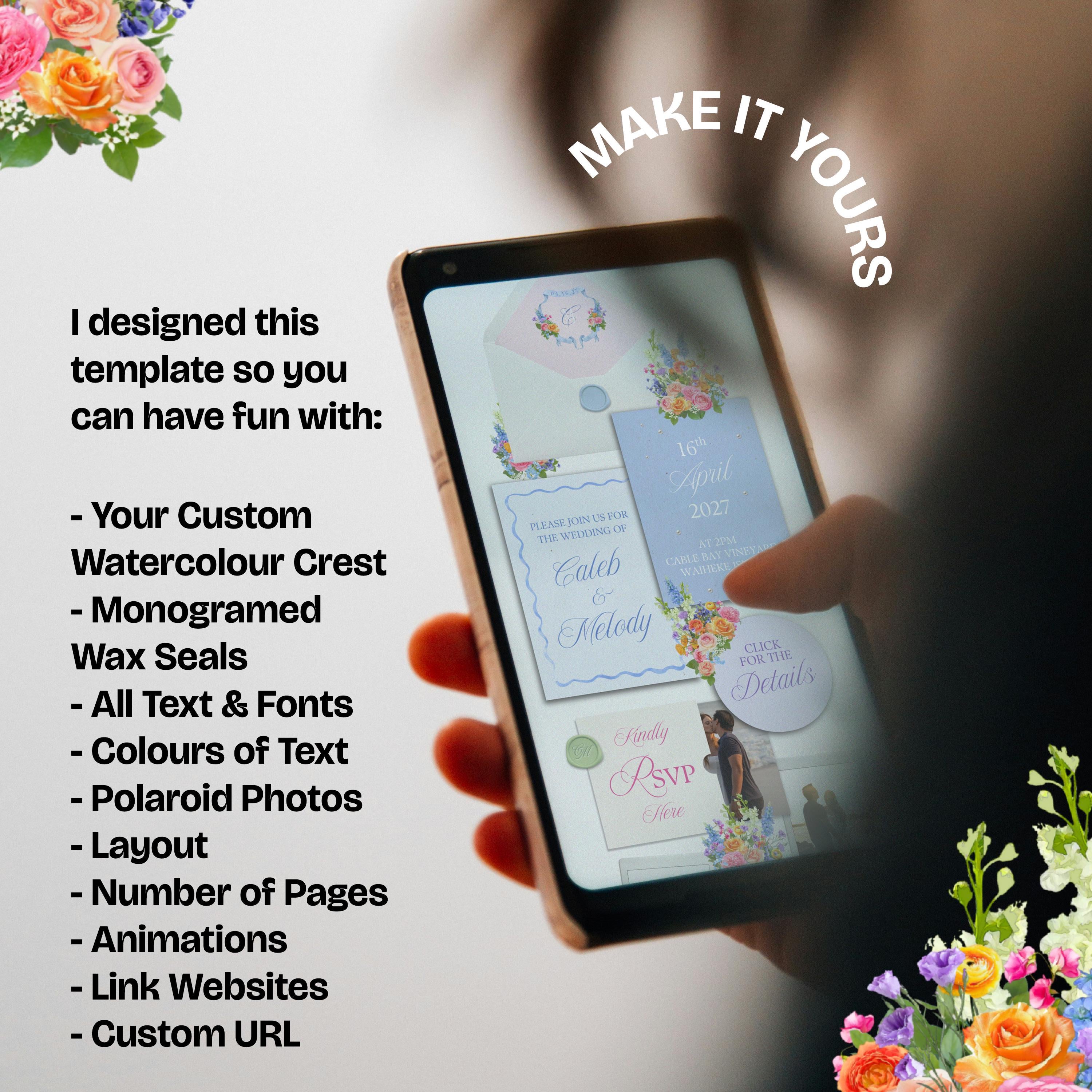 Bright Spring Wedding Website Template with RSVP: Editable Canva Design (Digital Download)