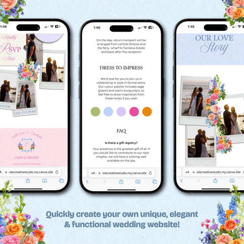 Bright Spring Wedding Website Template with RSVP: Editable Canva Design (Digital Download)