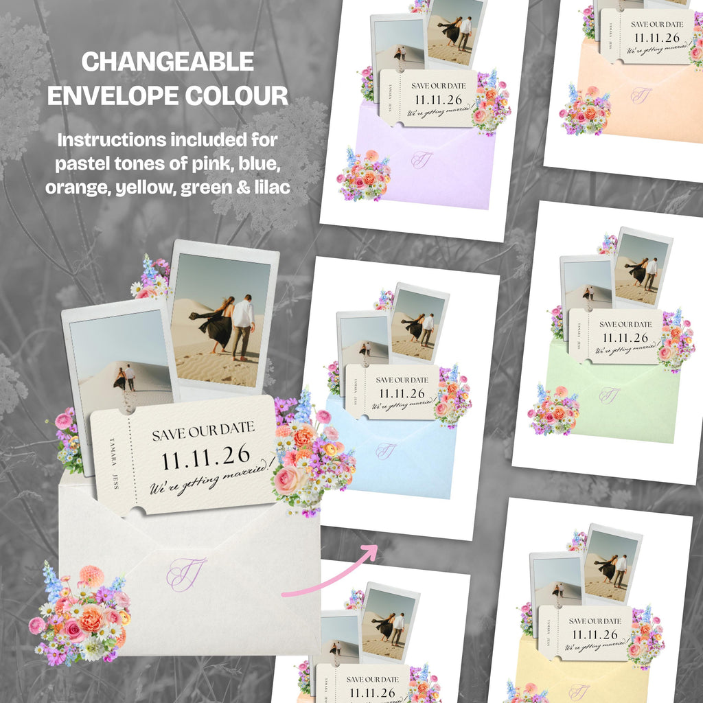 Wildflower Pastels Save the Date Website with RSVP/Details: Canva Digital Invitation Template (Digital Download)