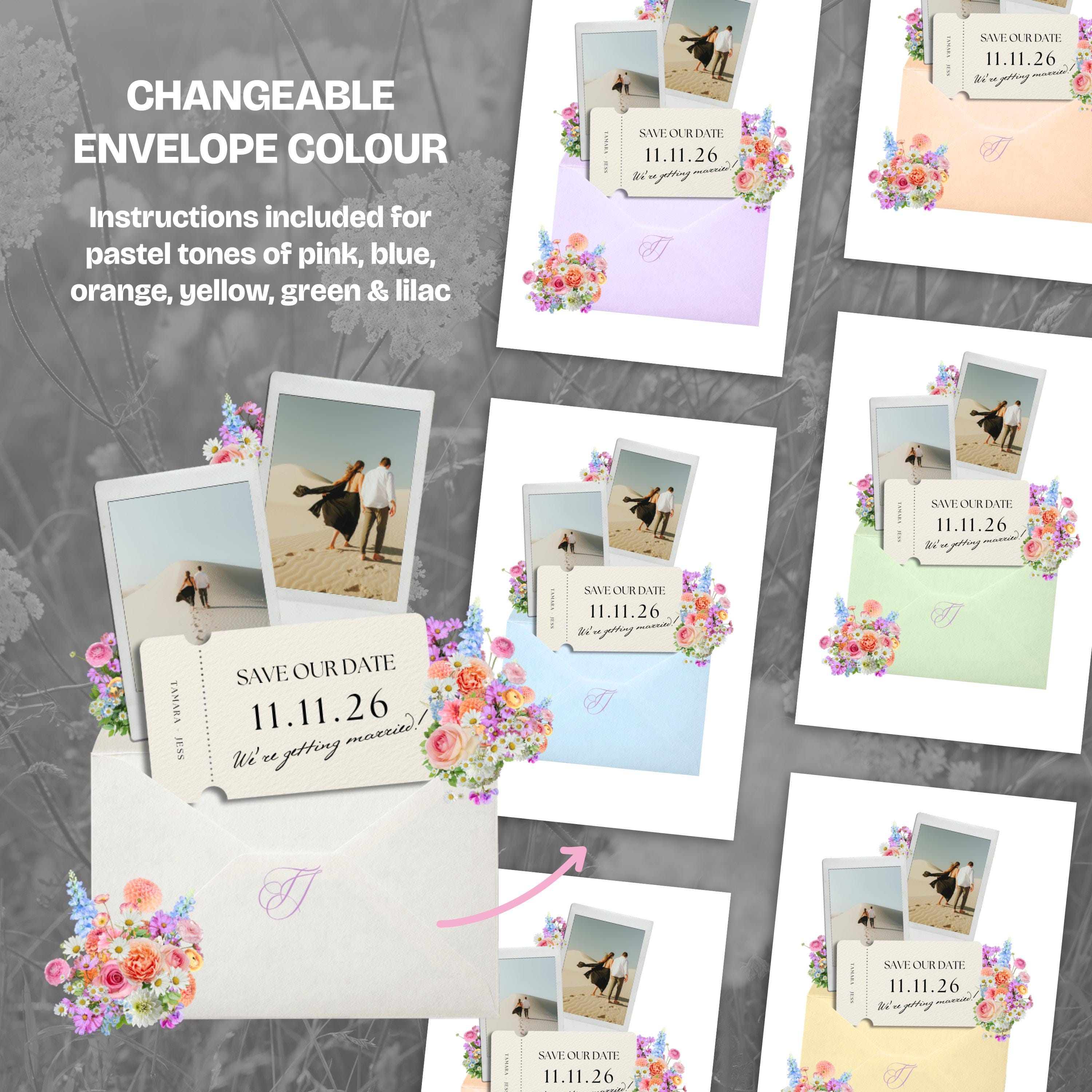 Wildflower Pastels Save the Date Website with RSVP/Details: Canva Digital Invitation Template (Digital Download)