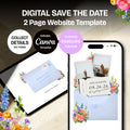 Spring Floral Save the Date Website with RSVP/Details: Canva Digital Invitation Template (Digital Download)