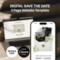 Floral Save the Date Website: Canva Wedding Invitation Template (Digital Download)