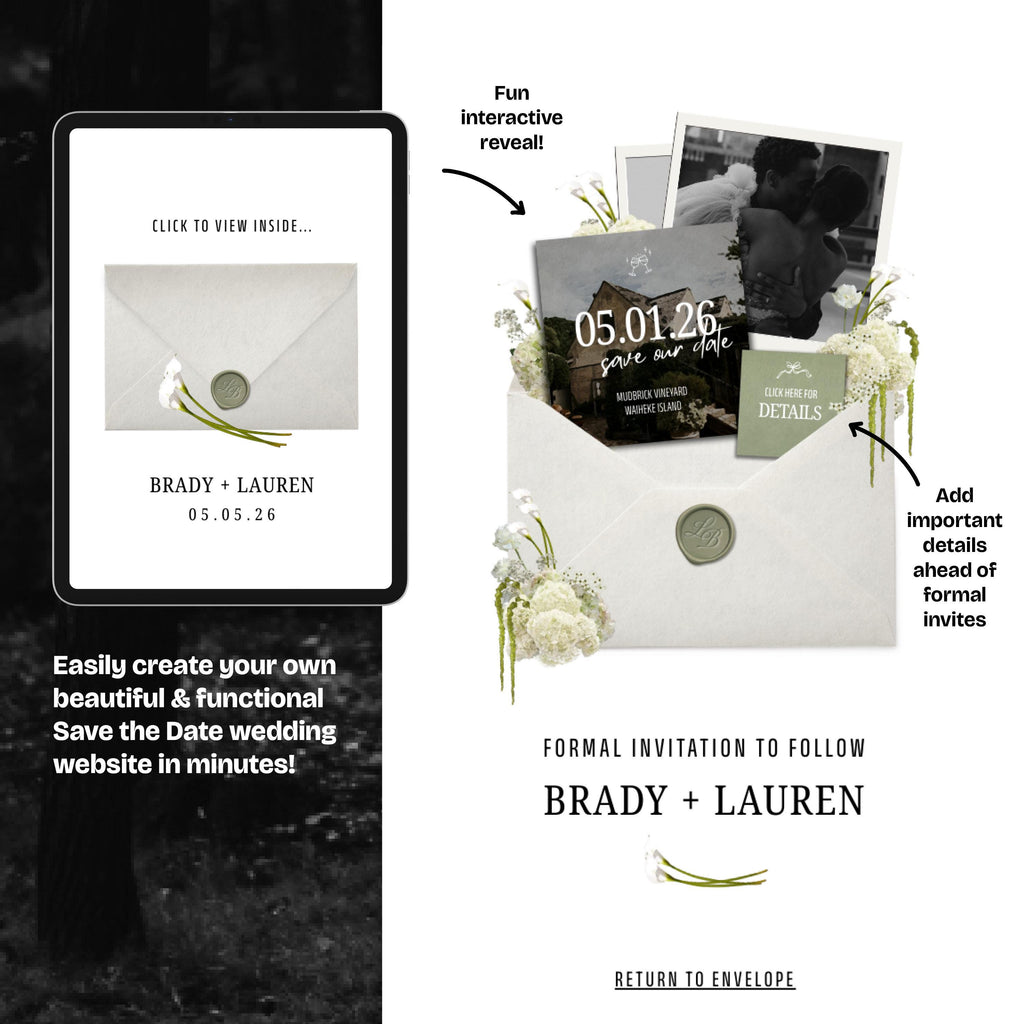 Floral Save the Date Website: Canva Wedding Invitation Template (Digital Download)