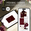 Burgundy Floral Wedding Website Template with RSVP: Editable Canva Design (Digital Download)