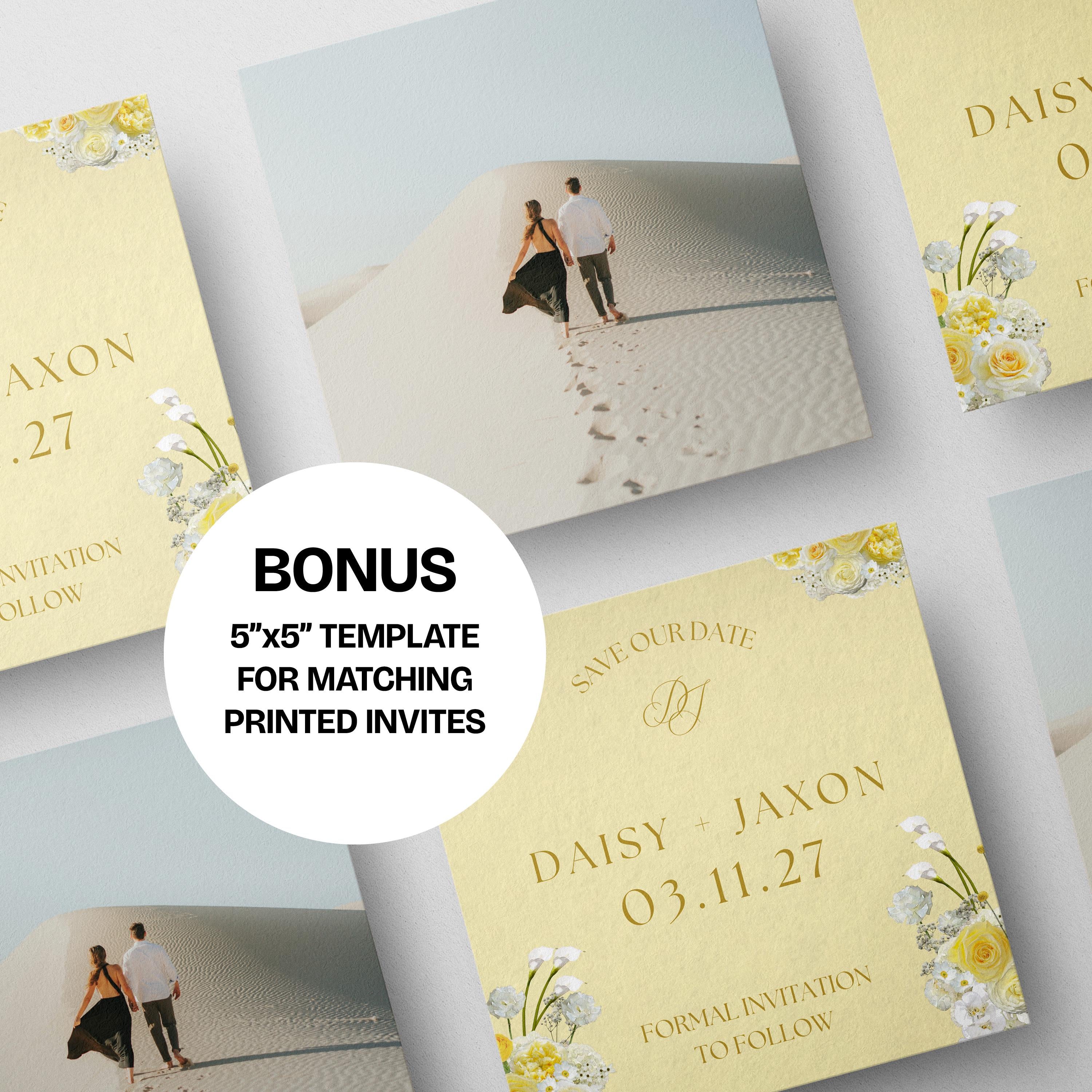 Yellow Save the Date Website with RSVP/Details: Canva Digital Invitation Template (Digital Download)