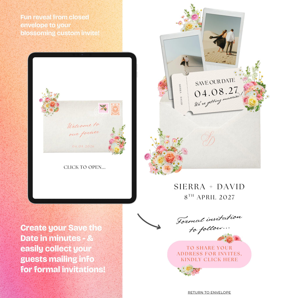 Warm Pastels Save the Date Website with RSVP/Details: Canva Digital Invitation Template (Digital Download)