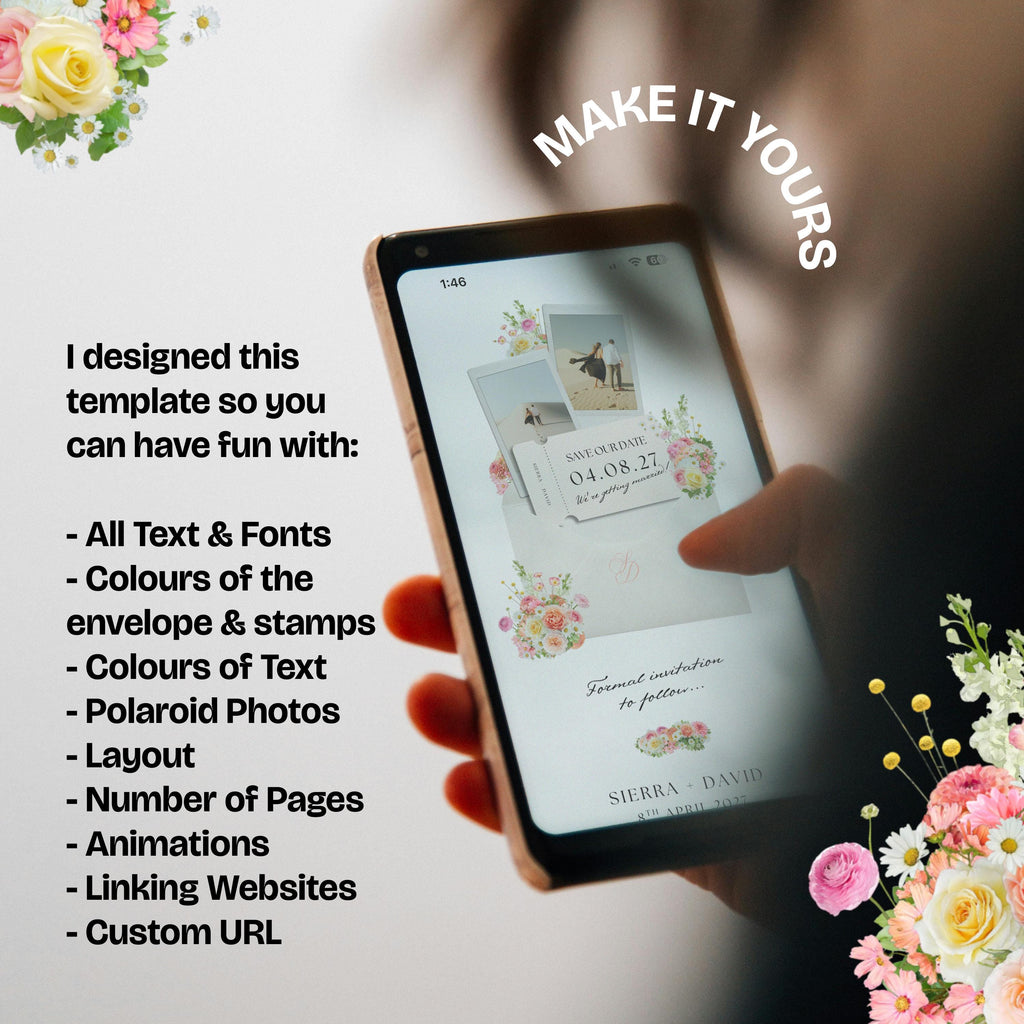 Warm Pastels Save the Date Website with RSVP/Details: Canva Digital Invitation Template (Digital Download)
