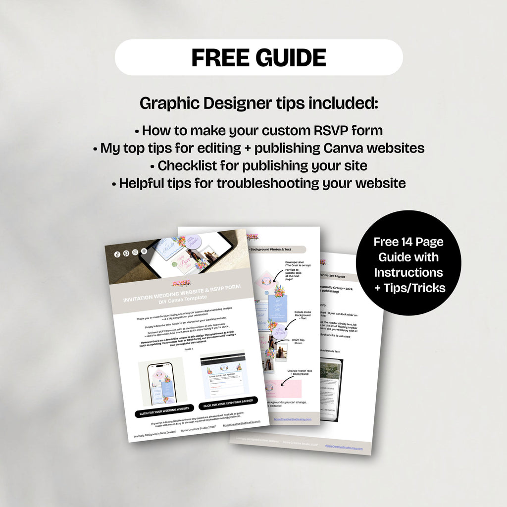 Bright Spring Wedding Website Template with RSVP: Editable Canva Design (Digital Download)