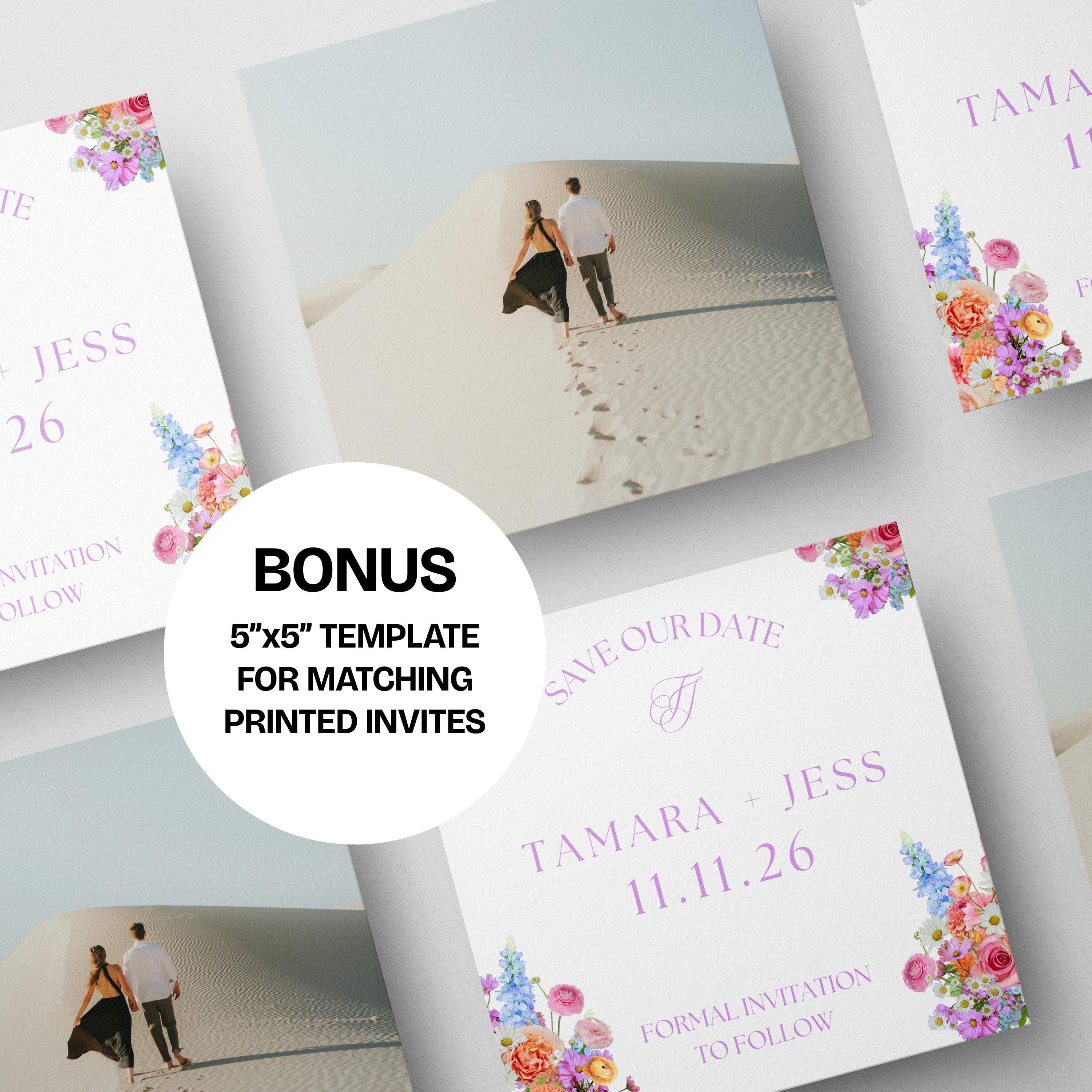 Wildflower Pastels Save the Date Website with RSVP/Details: Canva Digital Invitation Template (Digital Download)