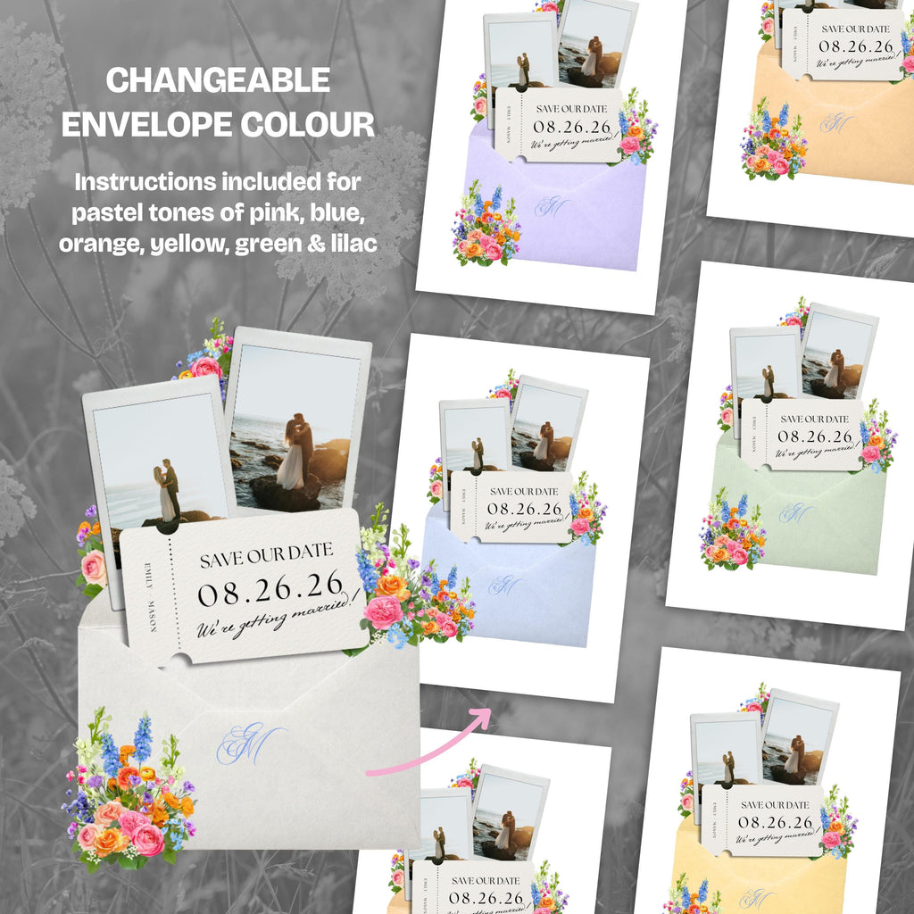 Spring Floral Save the Date Website with RSVP/Details: Canva Digital Invitation Template (Digital Download)