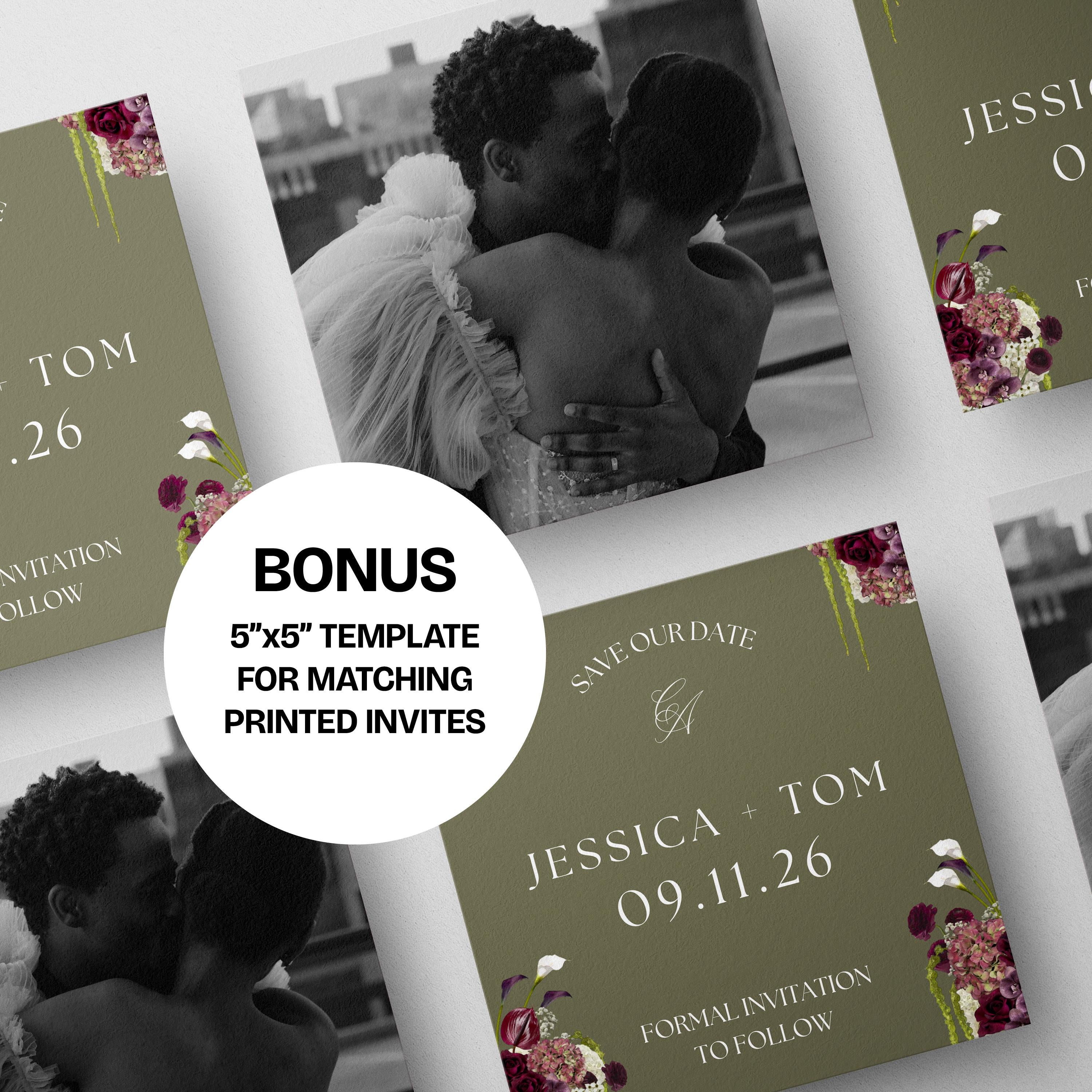 Olive Green & Burgundy Save the Date Website with RSVP/Details: DIY Canva Template (Digital Download)