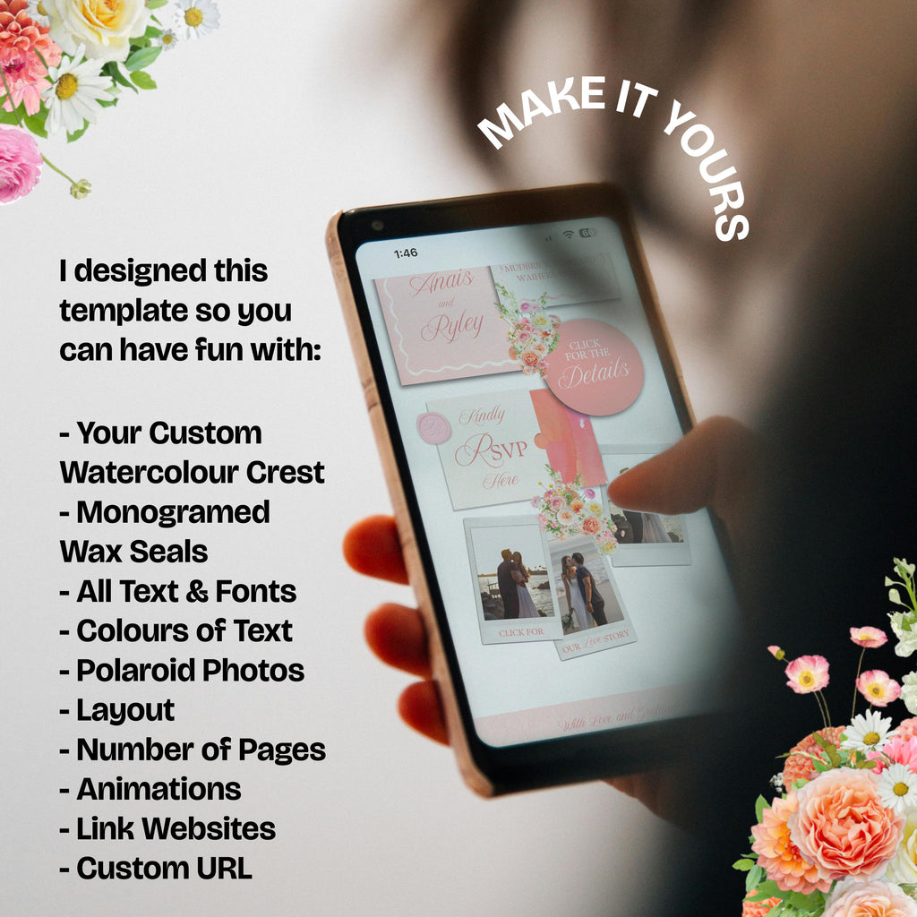 Warm Pastels Wedding Website Template with RSVP: Editable Canva Design (Digital Download)