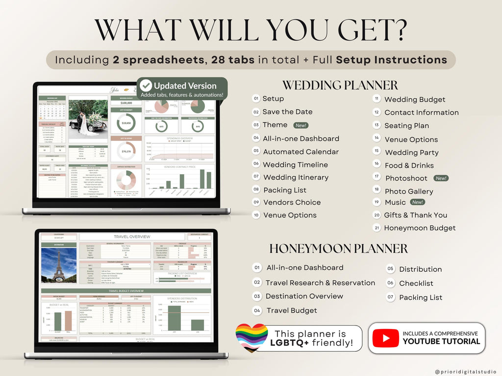 Wedding Planner Template Wedding Tracker Spreadsheet Wedding Gift for Bride Wedding Checklist Wedding Timeline Guest List Wedding Itinerary