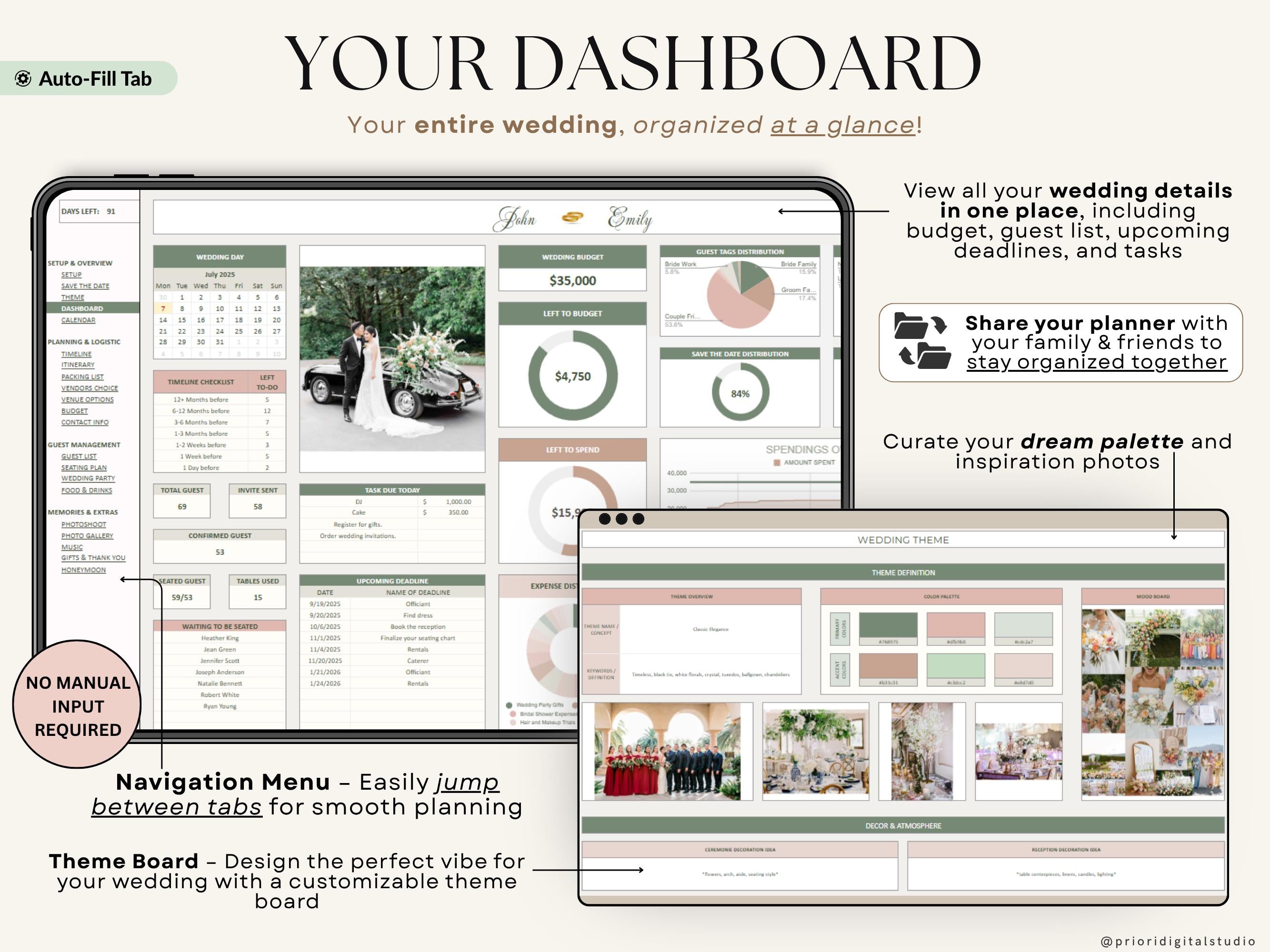 Wedding Planner Template Wedding Tracker Spreadsheet Wedding Gift for Bride Wedding Checklist Wedding Timeline Guest List Wedding Itinerary
