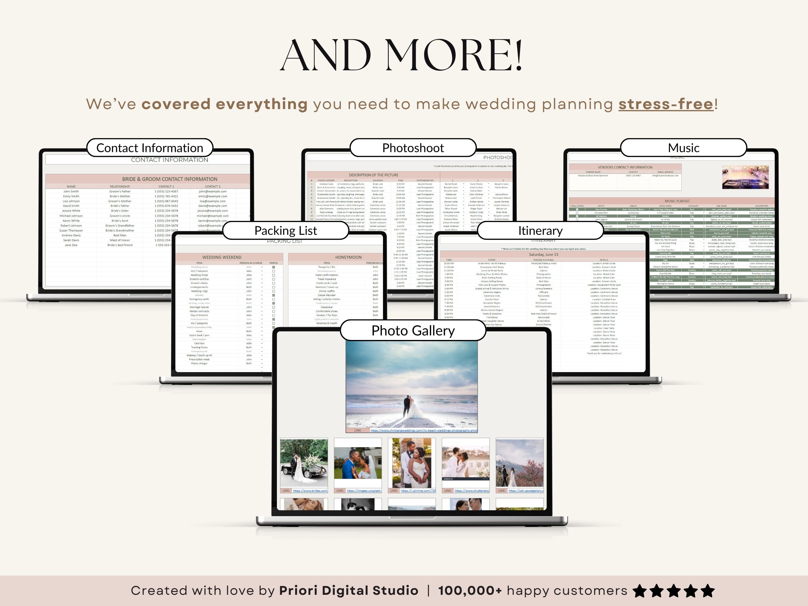 Wedding Planner Template Wedding Tracker Spreadsheet Wedding Gift for Bride Wedding Checklist Wedding Timeline Guest List Wedding Itinerary