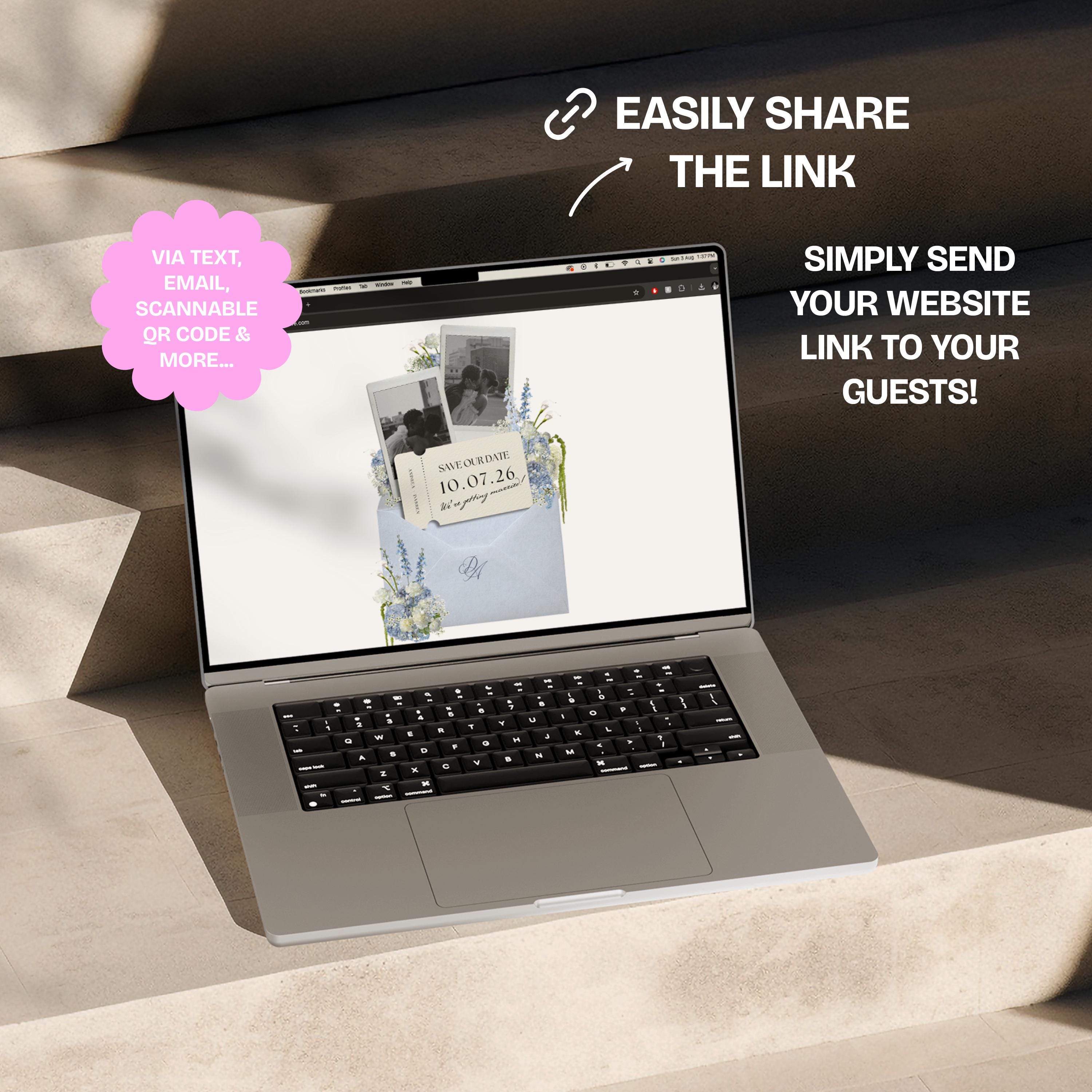 Dusty Blue Save the Date Website: Canva Digital Invitation (Digital Download)