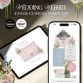 Blush Pink & Blue Floral Wedding Website Template with RSVP: Editable Canva Design (Digital Download)