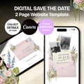 Blush Pink & Blue Save the Date Website with RSVP/Details: DIY Canva Template (Digital Download)