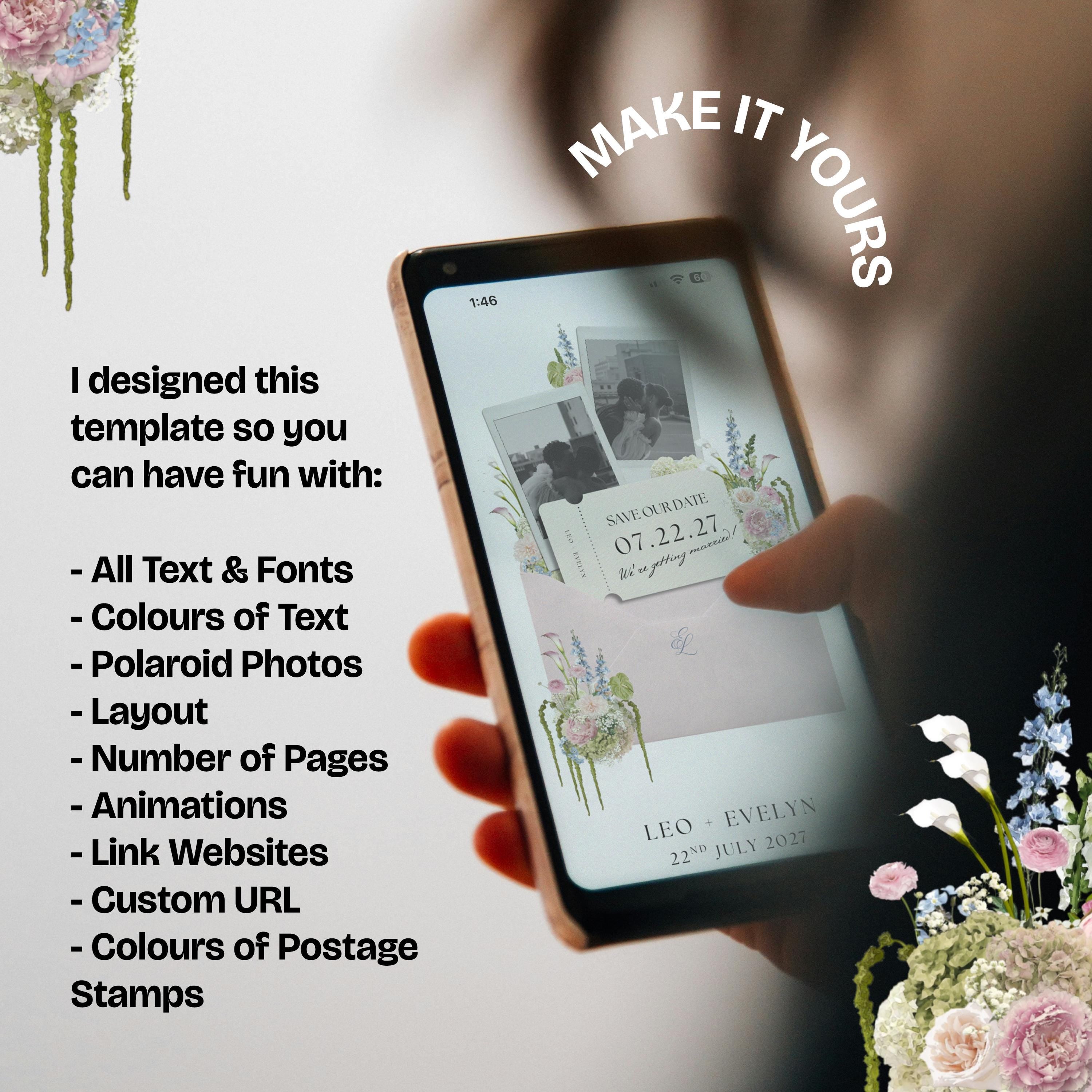 Blush Pink & Blue Save the Date Website with RSVP/Details: DIY Canva Template (Digital Download)