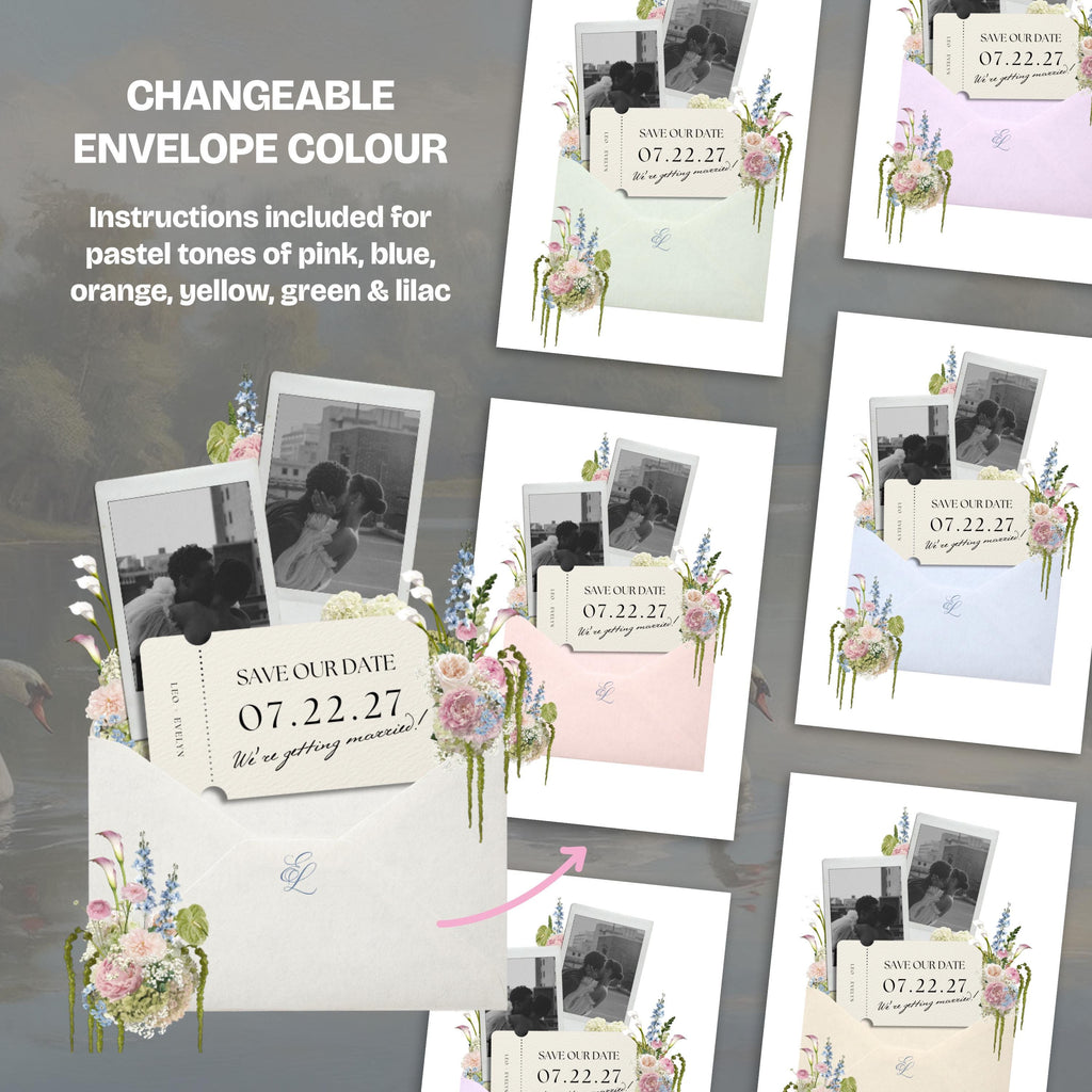 Blush Pink & Blue Save the Date Website with RSVP/Details: DIY Canva Template (Digital Download)
