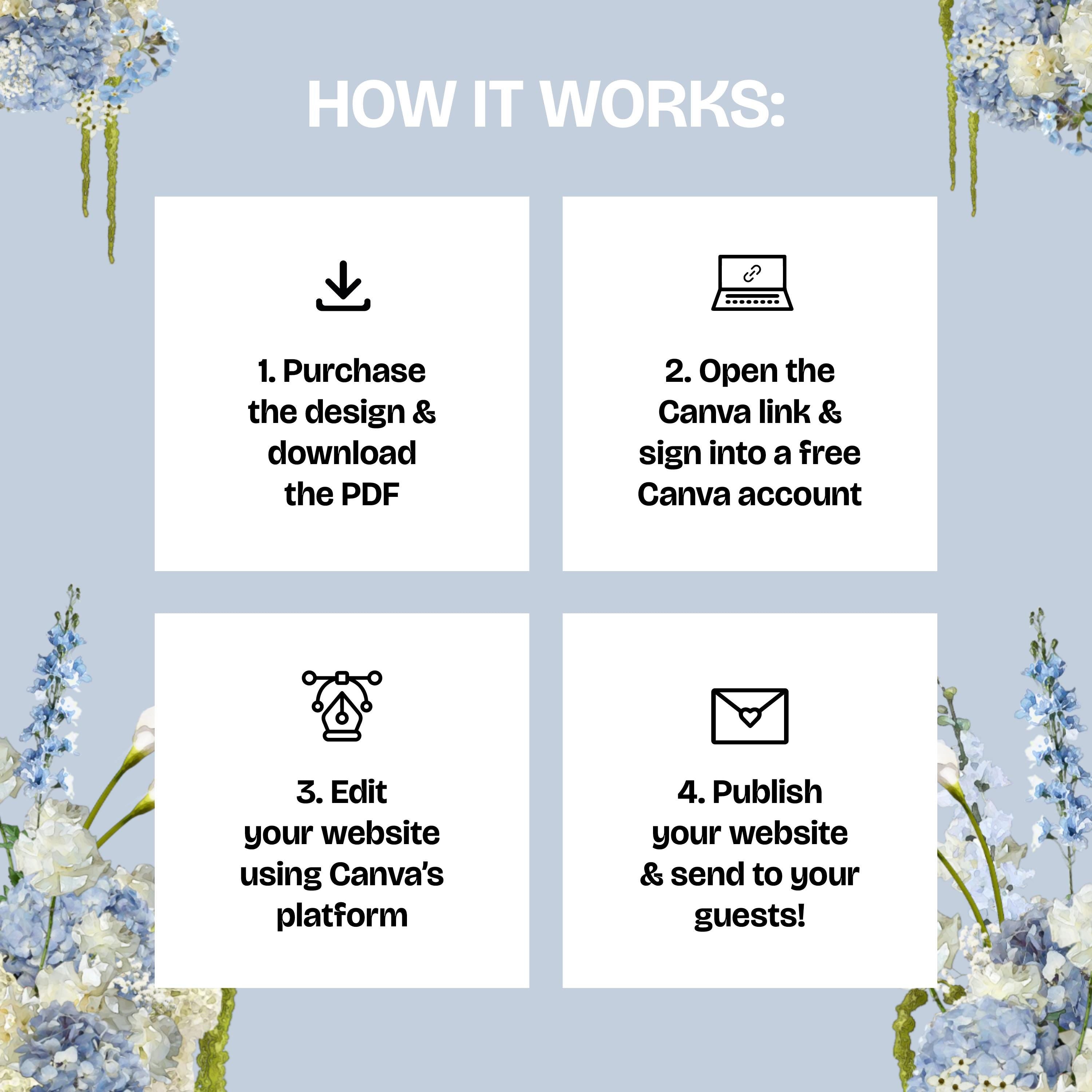 Dusty Blue Save the Date Website: Canva Digital Invitation (Digital Download)