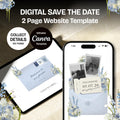 Dusty Blue Save the Date Website: Canva Digital Invitation (Digital Download)